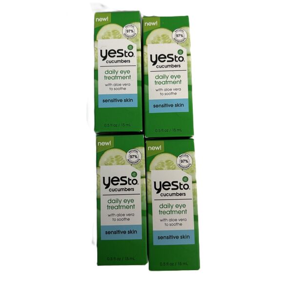 (4) Yes To Cucumbers Daily Eye Treatment 0.5 Fl Oz Sensitive Skin Aloe Soothing - Picture 1 of 5